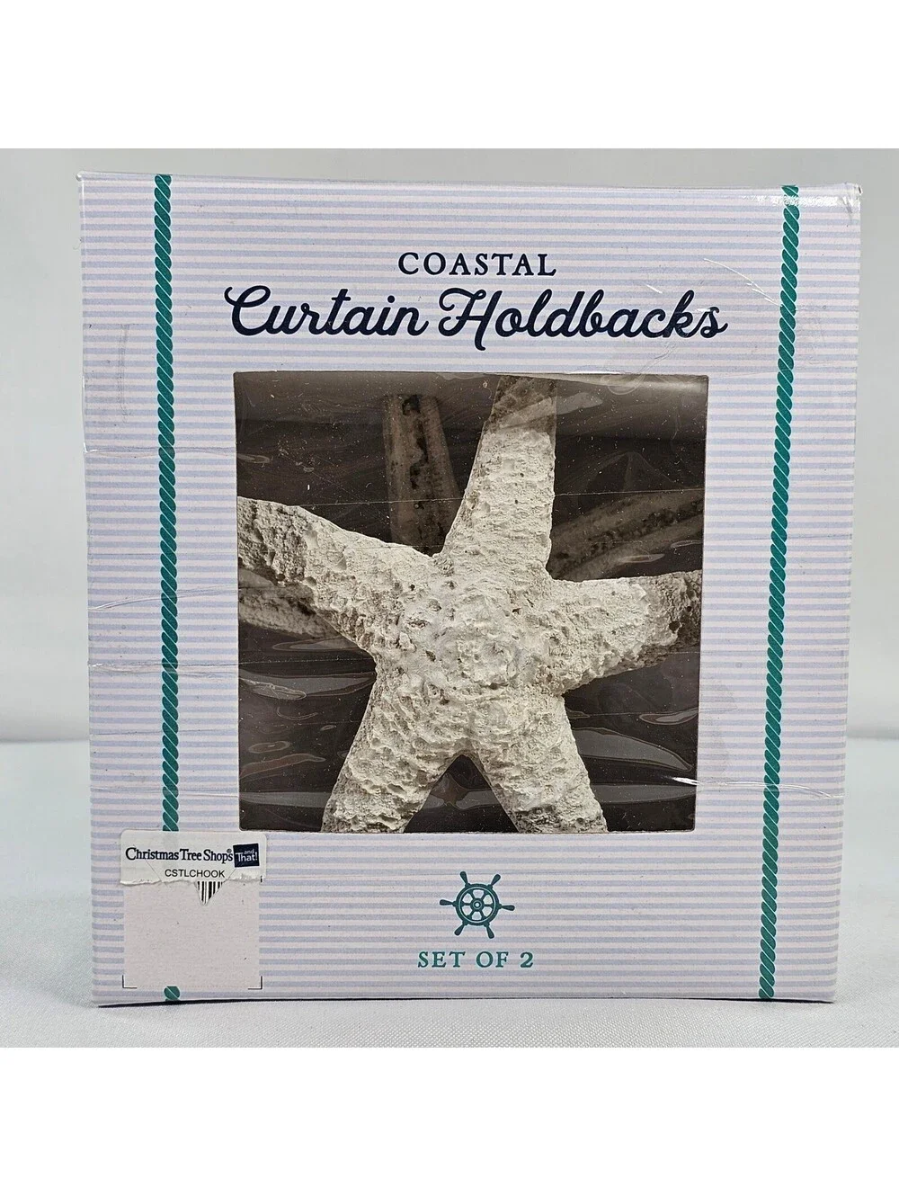 New Nantucket Distributing Coastal Starfish Curtain Holdbacks Set  of 2 White